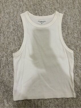 Abercrombie & Fitch Off-White Ribbed Crew Tank